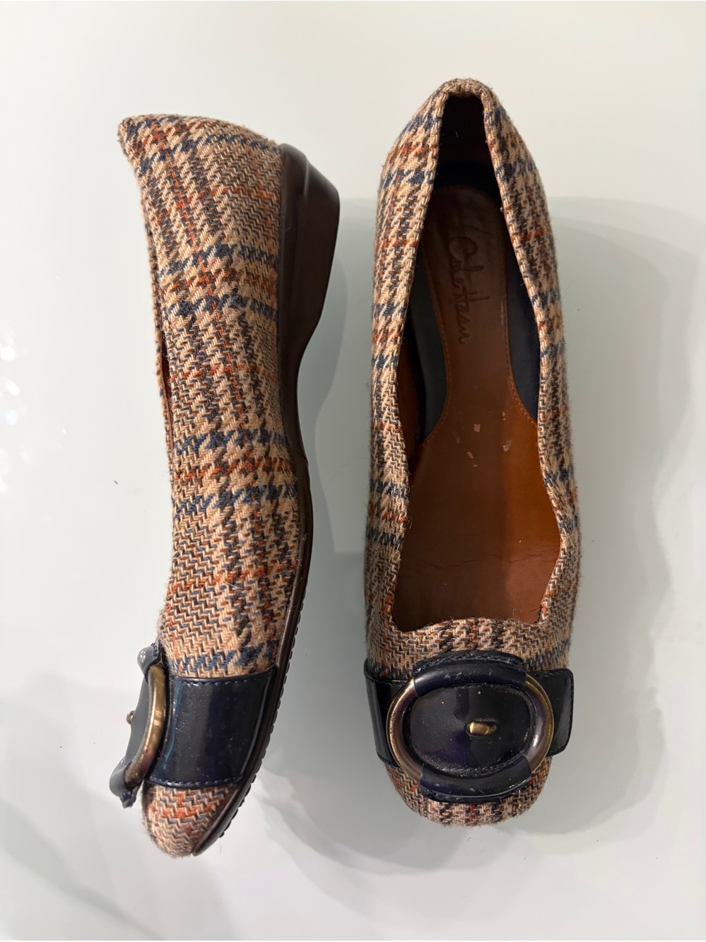 Cole Haan Tan Leather Shoe Interior with Embossed Stamp